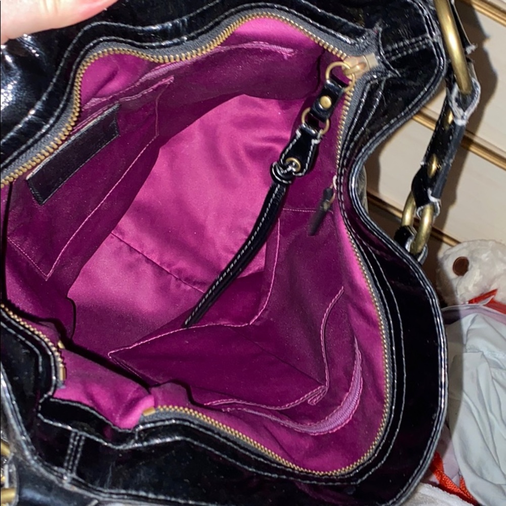 EUC Coach black patent leather shoulder bag
